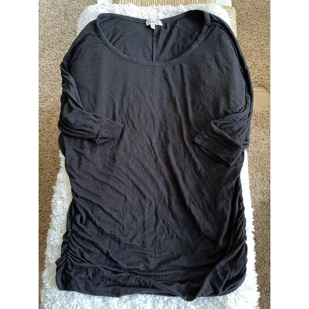 Biagio Women’s Sz. L Slight Batwing Black Rayon Etc. Top. Soft, Great Quality